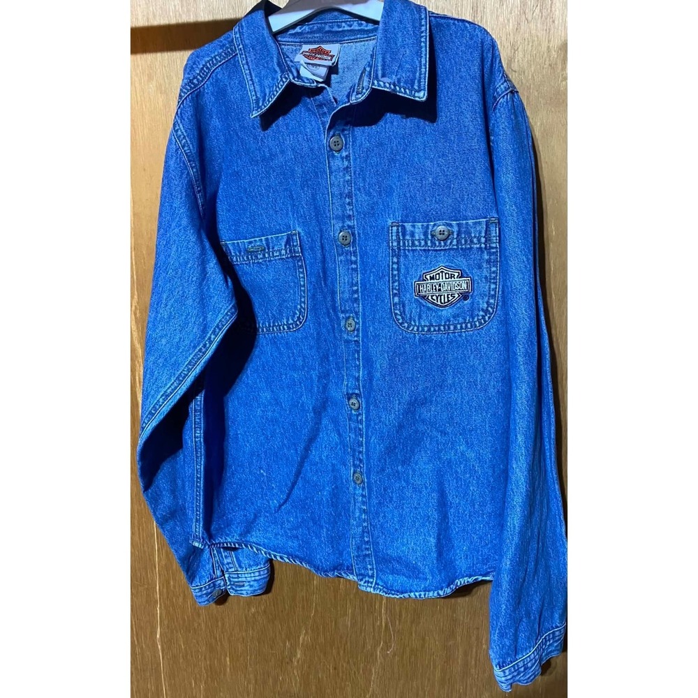Boys or Girls Denim Shirt, Harley Davidson, Size Large 14/16